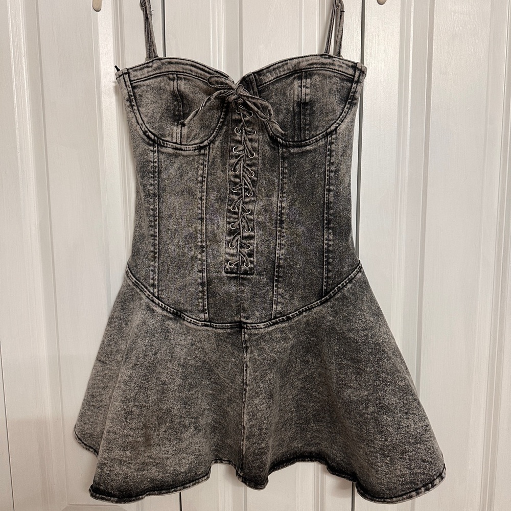 AKIRA Black and Gray Denim Corset - Picture 2 of 9